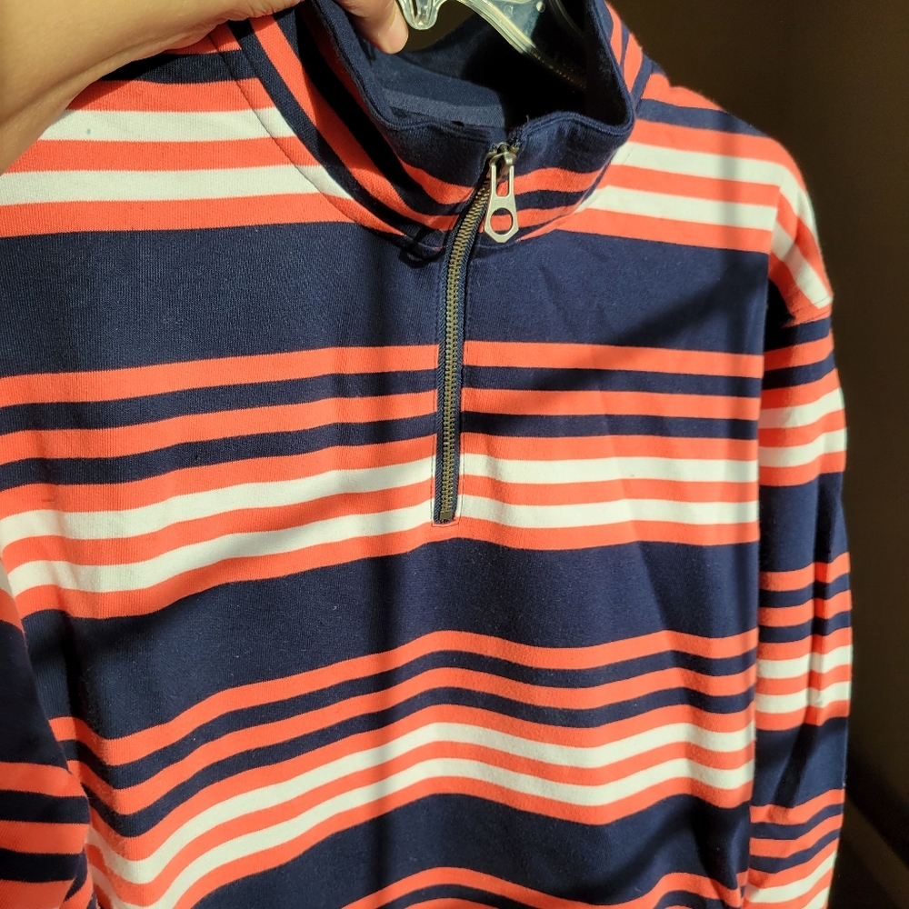 Merona Men's XL Quarter-Zip Shirt 100% Cotton Orange & Blue ~ Unisex FINAL PRICE - Picture 2 of 9